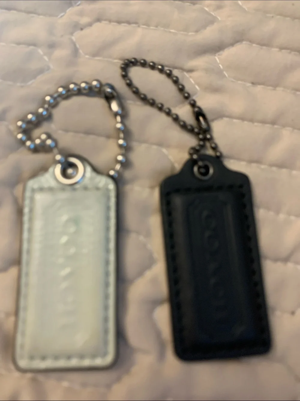 Coach Leather Tag Key & Card Holders in Black and White